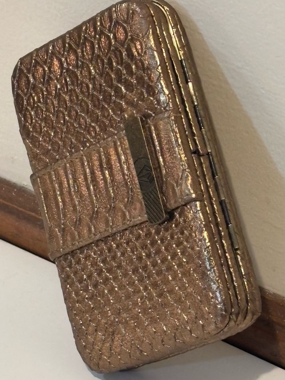 NWT Volcom “Let’s Ride” Metallic Bronze Snakeskin Textured Rare Clutch - Picture 3 of 8